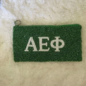 Moyna bag cosmetic case purse green and white